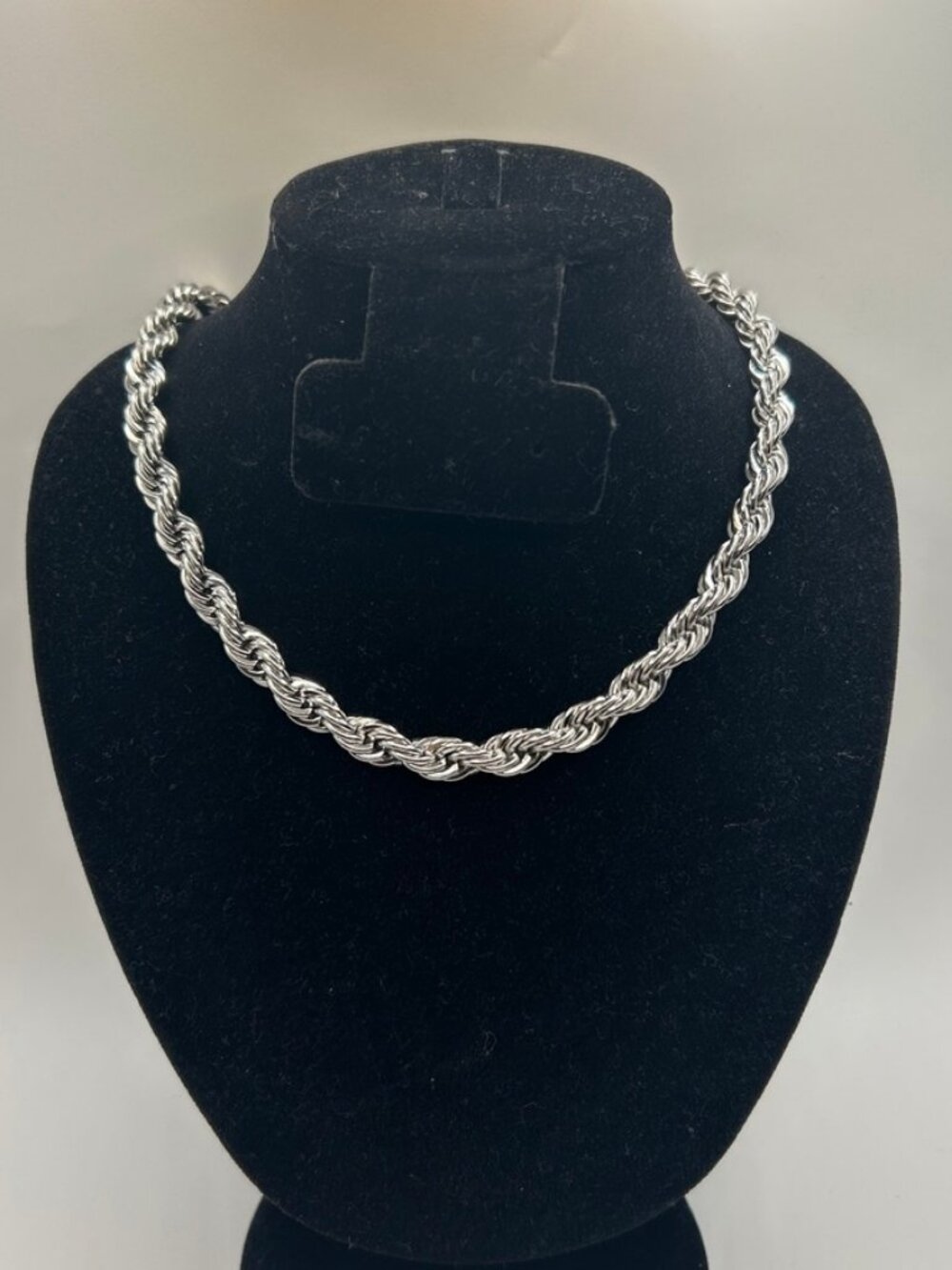 Thick 10mm Rope Chain Real Silver Plated 18 Inch Hip Hop Twisted Chunky Unisex